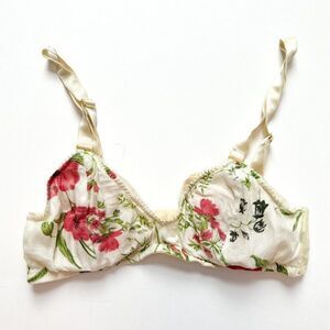 Ethics & Aesthetics White Floral Padded Bralette Bra Size Small